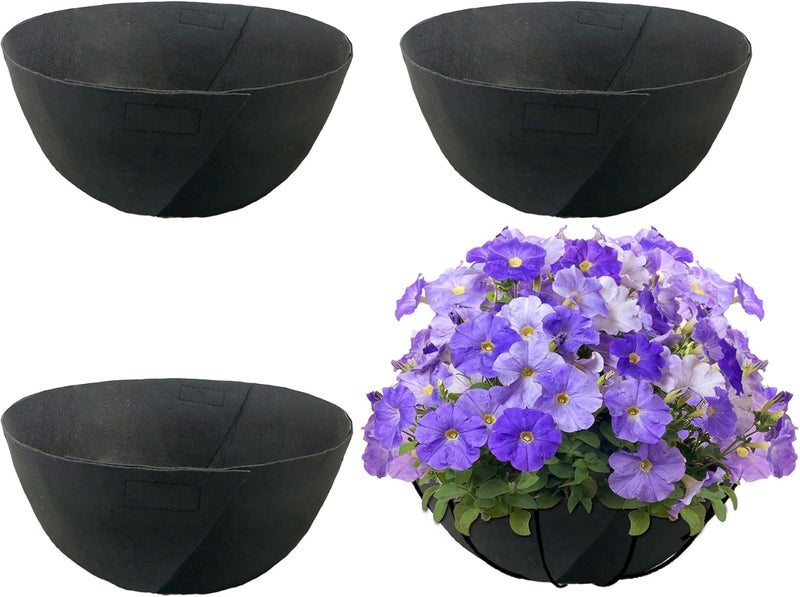 Sumloty 4 Pack 14 Inch Fabric Planter Basket Liner- Felt Flower Pot Liners Replacement Coco Fiber Liner for Hanging Basket Flowers Round Hanging Basket Liners Prevent Birds from Nesting - Image 1